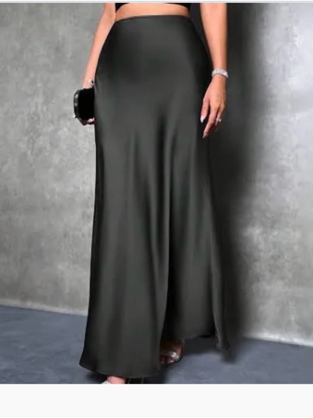 Ann Taylor-Classic Black Full Length Satin Maxi Skirt. Size: 10